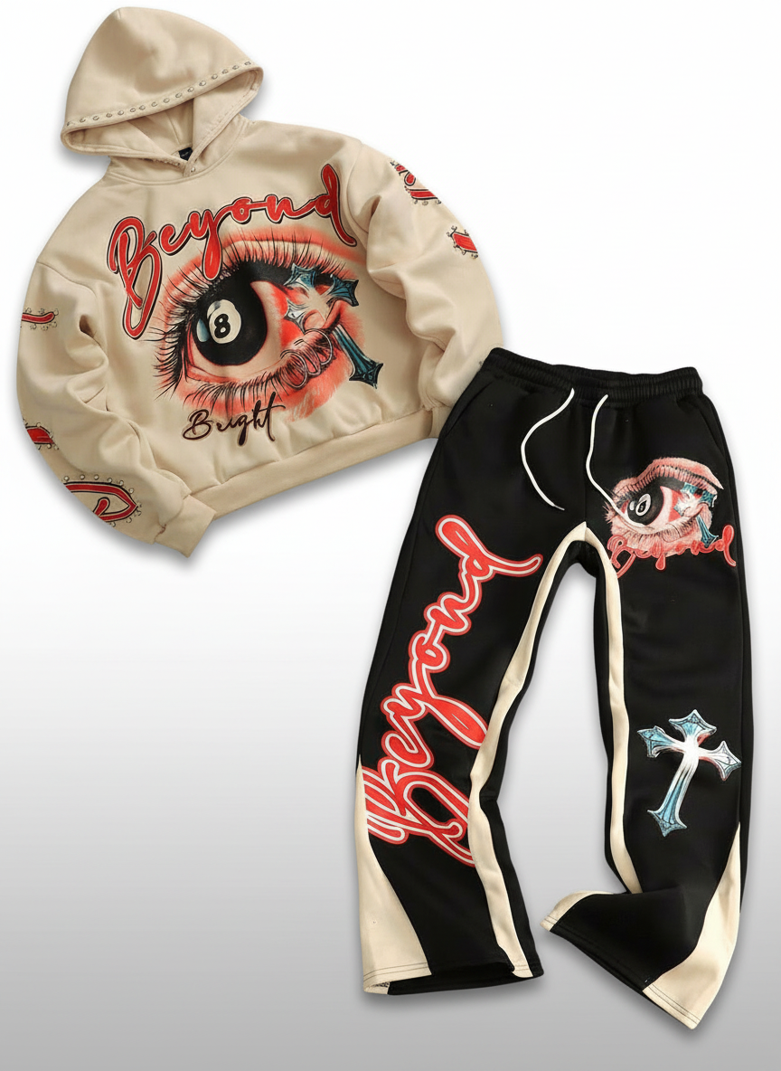 Eye Print Hoodie And Sweatpants Set