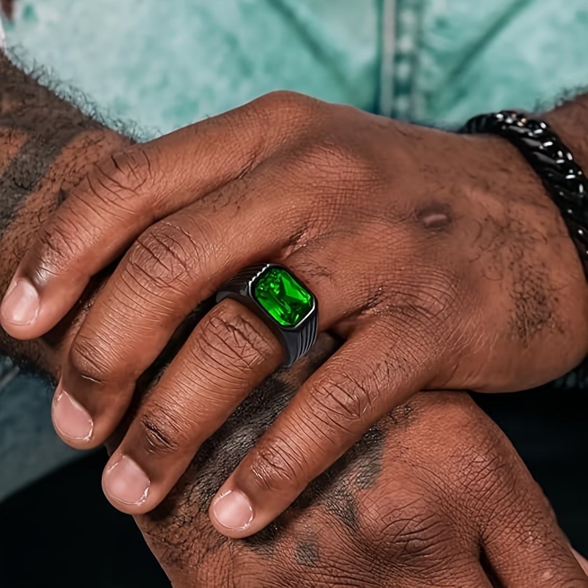 1pc Retro Octagonal Ring with Color Stone