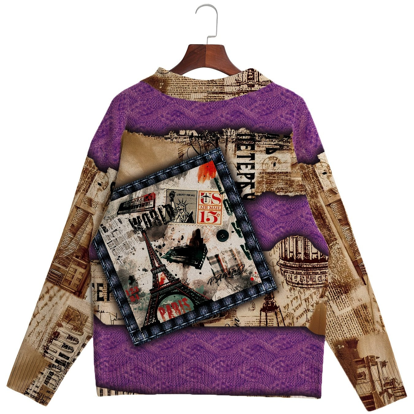 Men's Printed Knit Sweater Cardigan