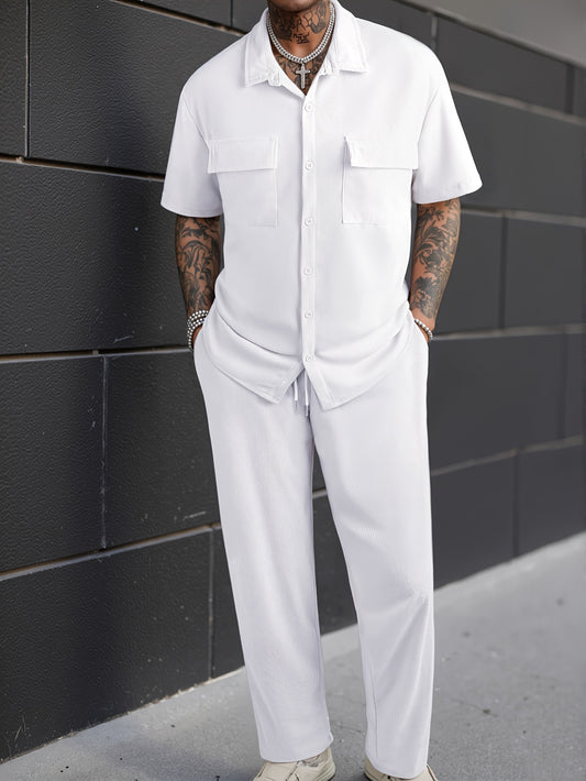 Men'S Spring/Summer Corduroy 2pcs Suit