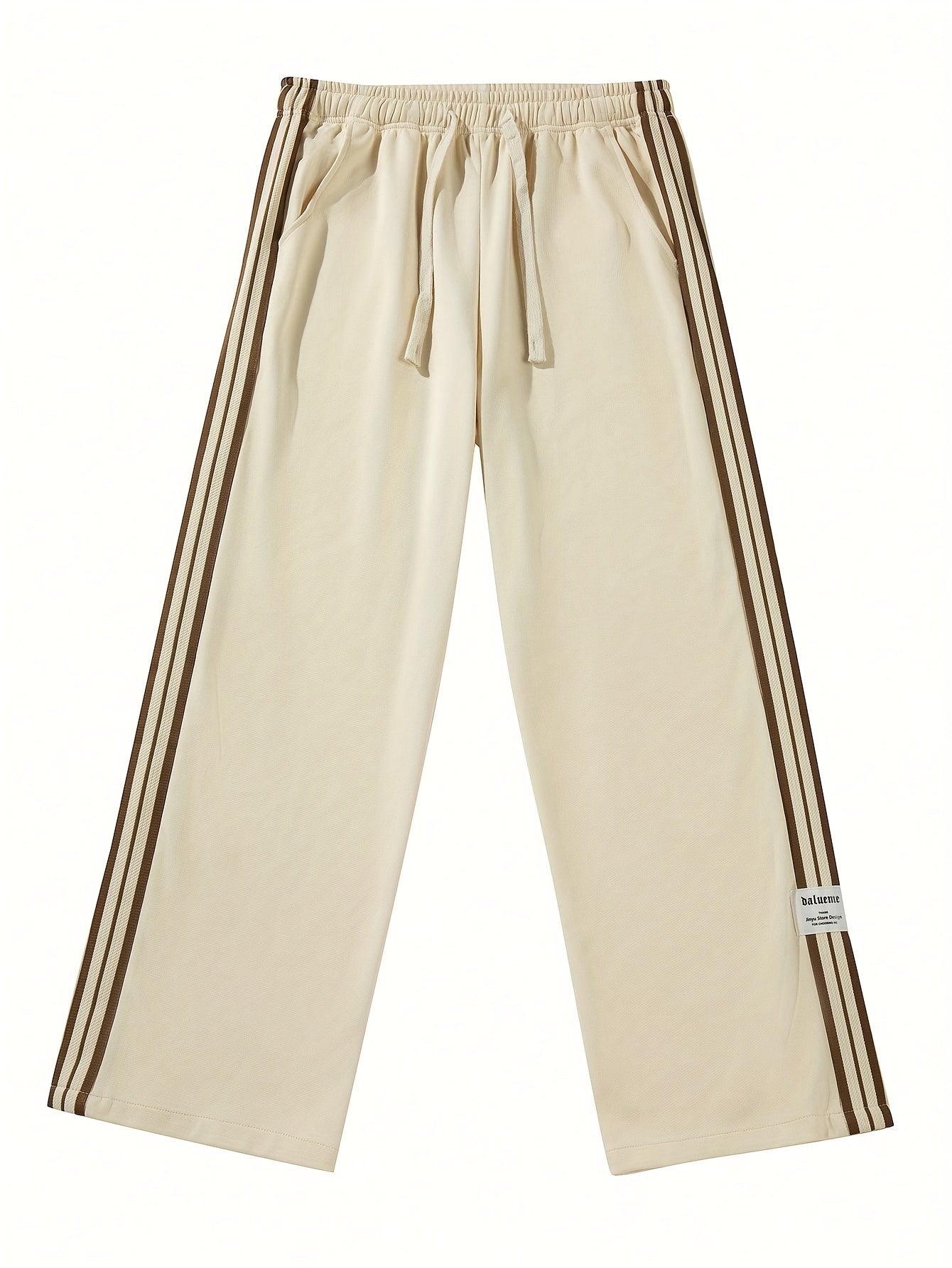 Men's  White Striped Athletic Jogger Pants