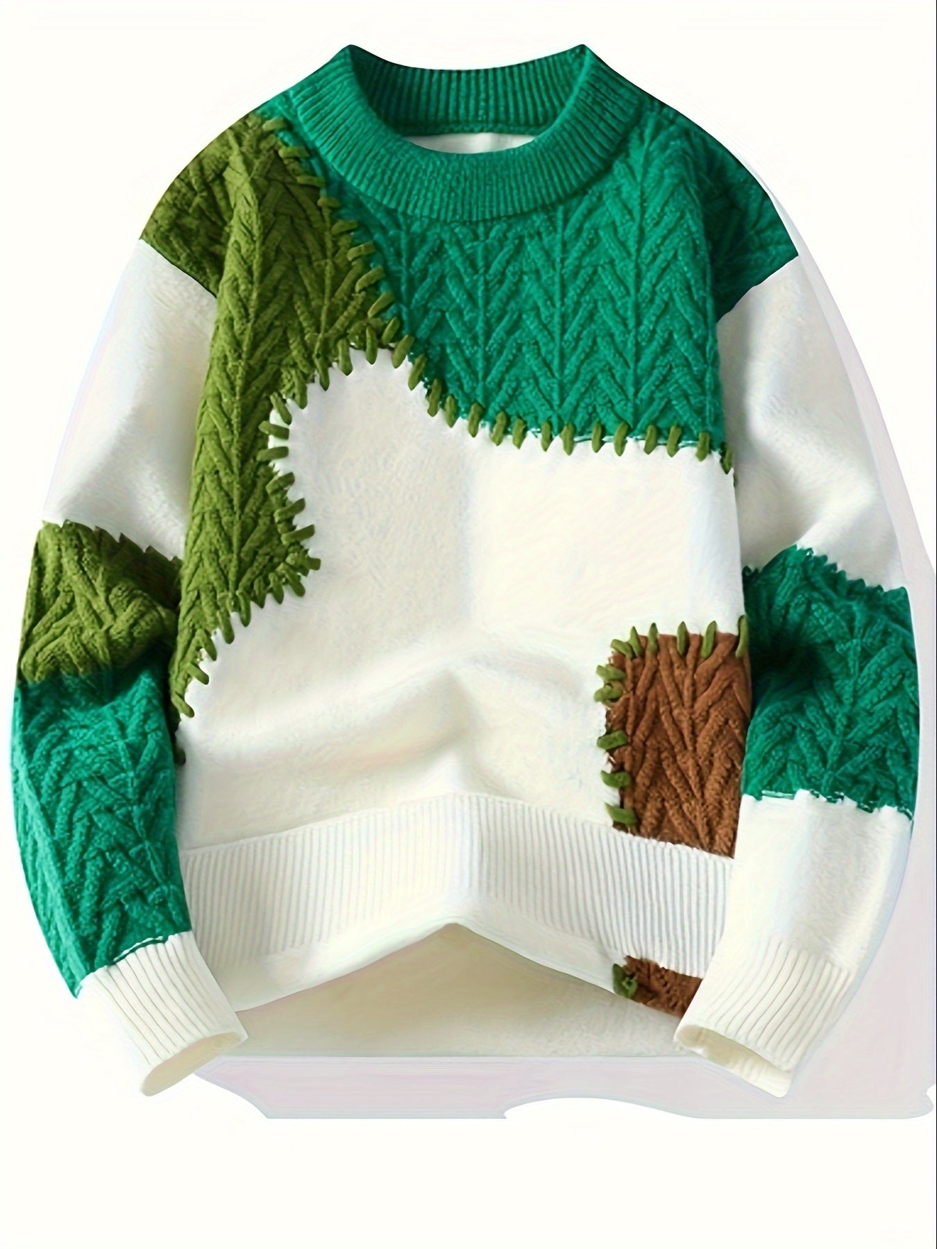 Men's Color-Block Cable Knit Sweater