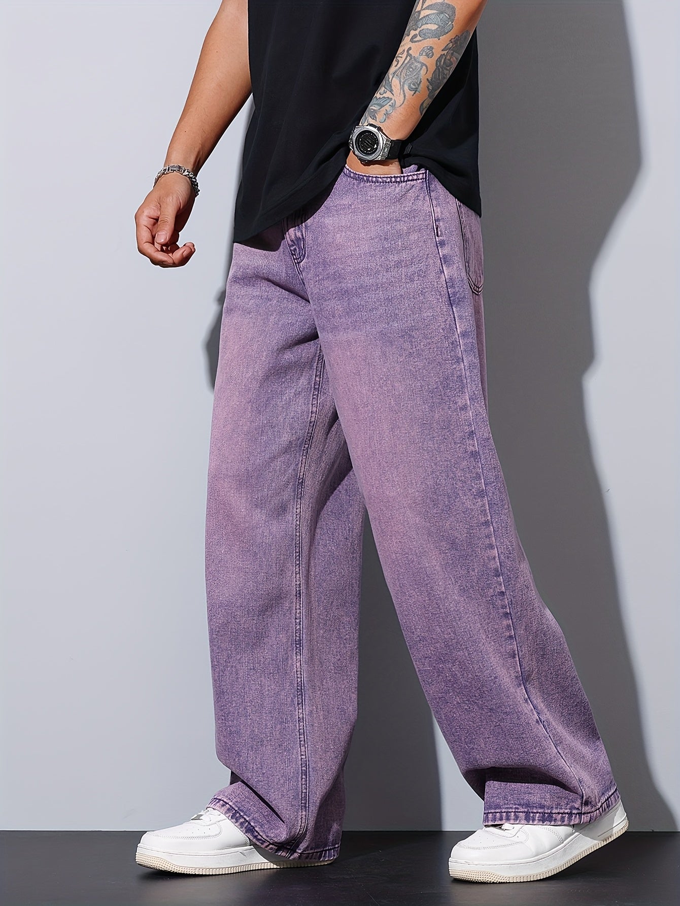 Men's Loose Fit Purple Denim Jeans