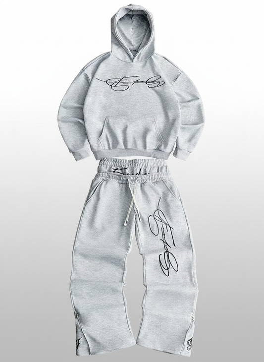 Embroidered Hoodie Wide Leg Sweatpants Set