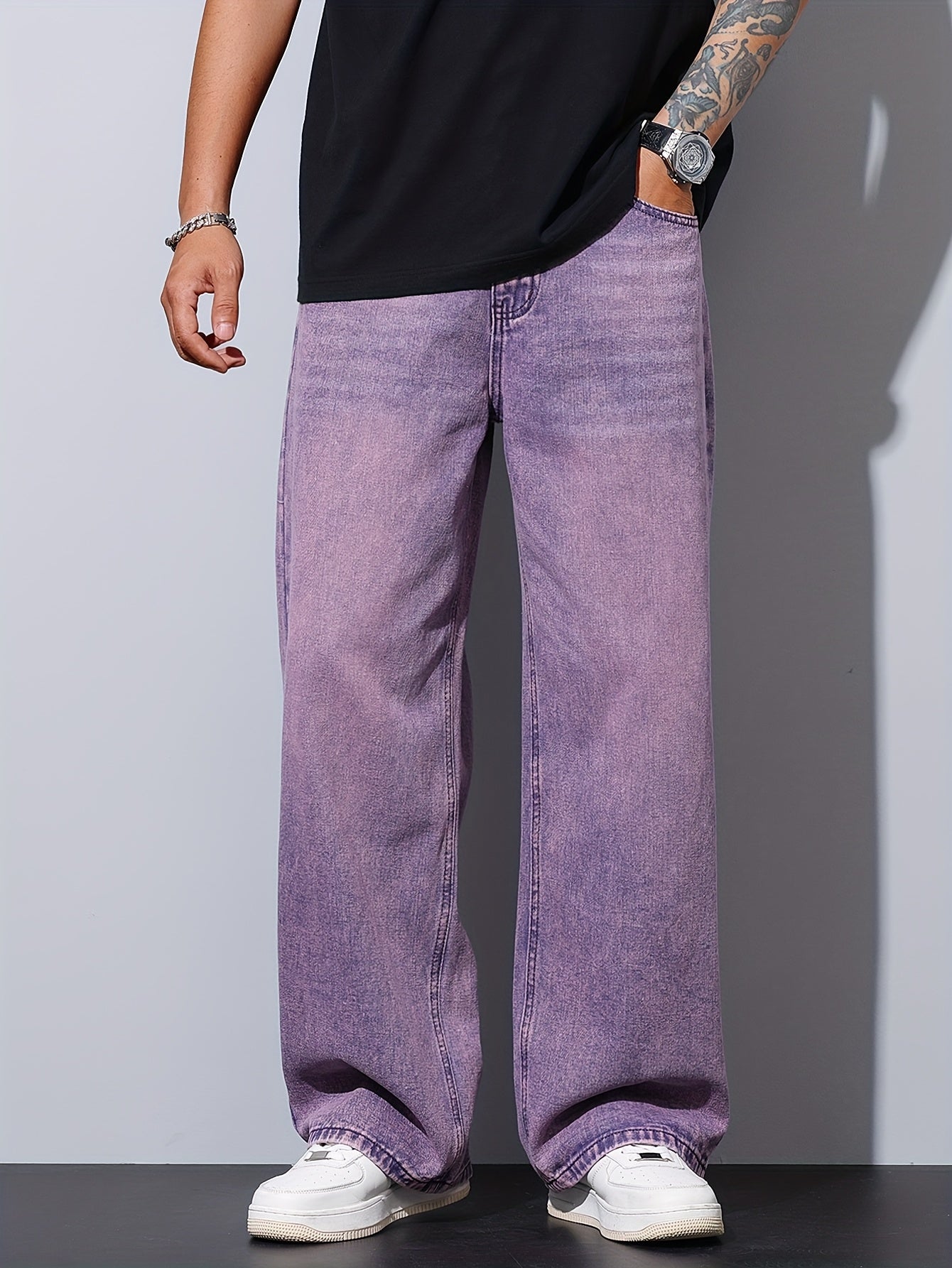 Men's Loose Fit Purple Denim Jeans