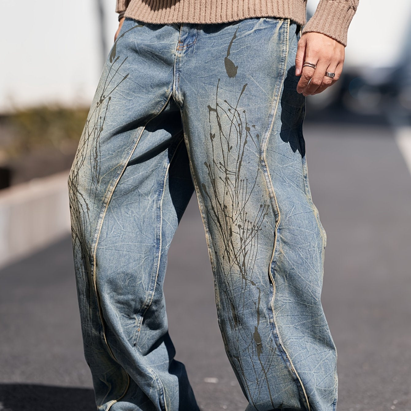 Men's Casual Wide-Leg Jeans