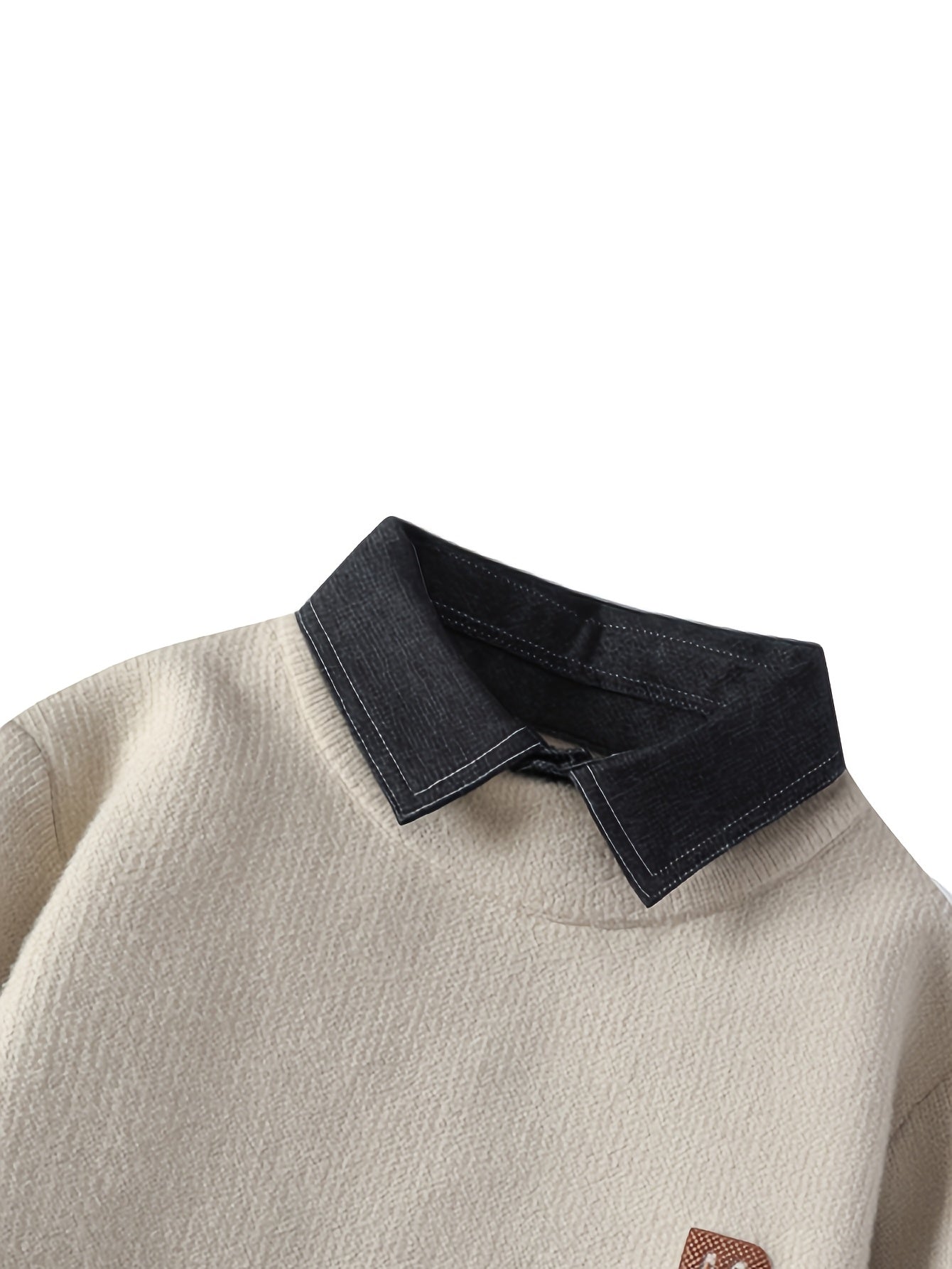 Knit Sweater with Faux Two-Piece Design
